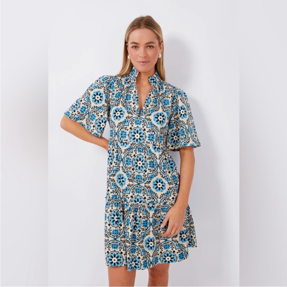 Tuckernuck Golden Medallion Crawford Dress blue and khaki size Small